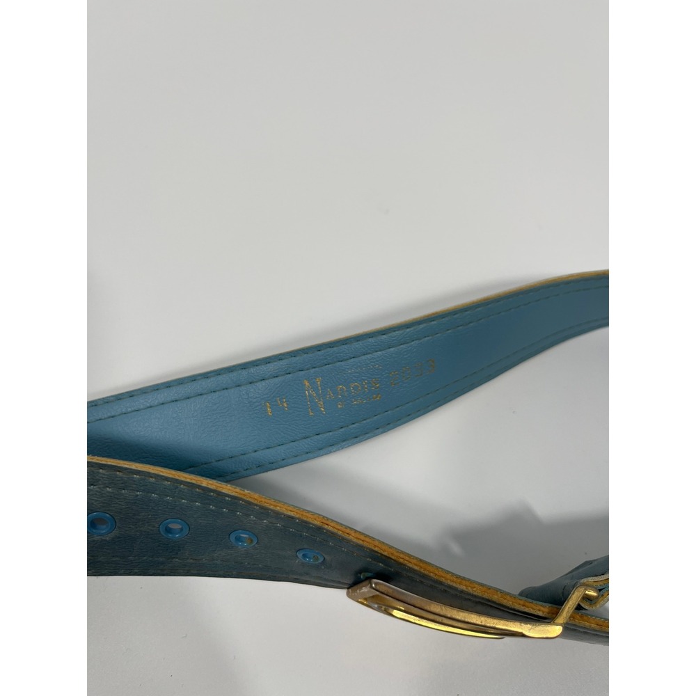 Vintage Womens Belt Blue Gold Hardware Statement Western Rodeo Boho Chic Concert - Picture 3 of 7